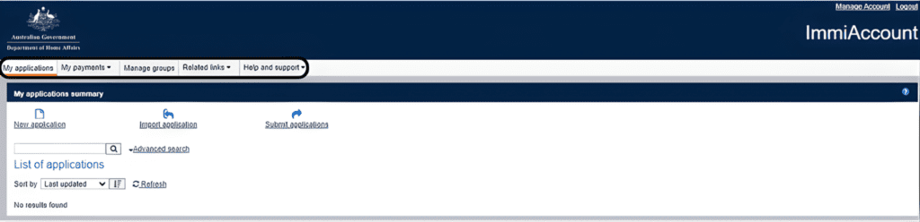 ImmiAccount Applicatiton