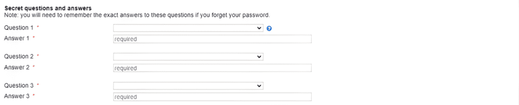 ImmiAccount Security Questions