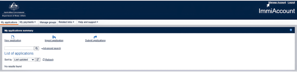 Manage ImmiAccount